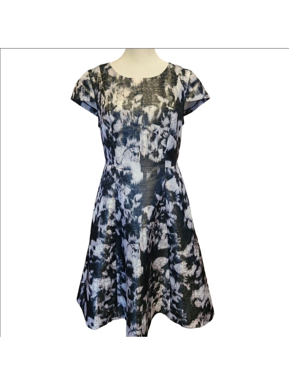 Talbots Black White Silver Fit and Flare Dress Size 8 NWT - Picture 3 of 8